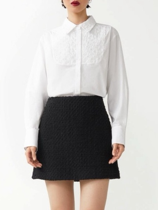 & Other Stories Tops - & OTHER STORIES embroidered pearl embellished cotton shirt